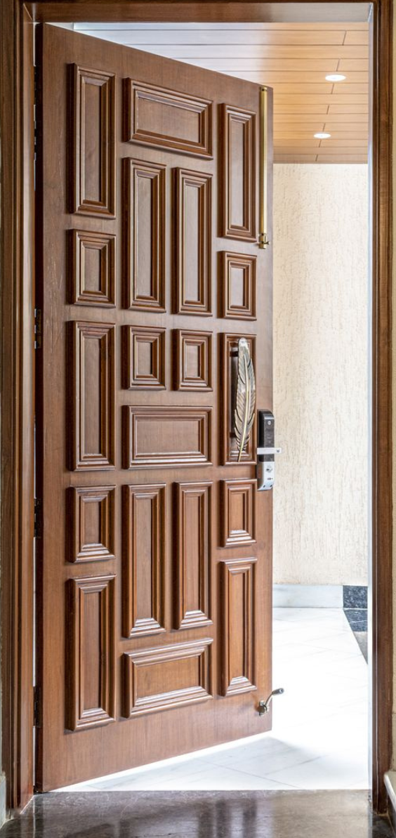 teak wood main door with safety