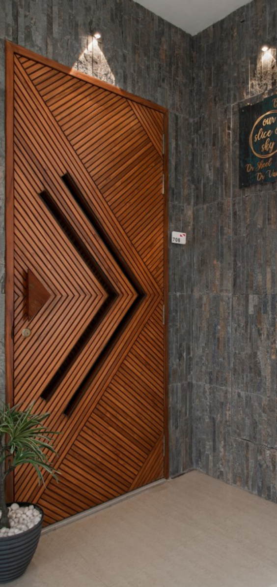 teak wood main door with safety