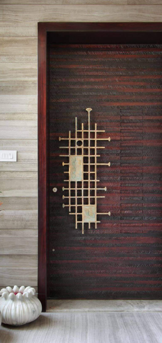 teak wood main door with safety